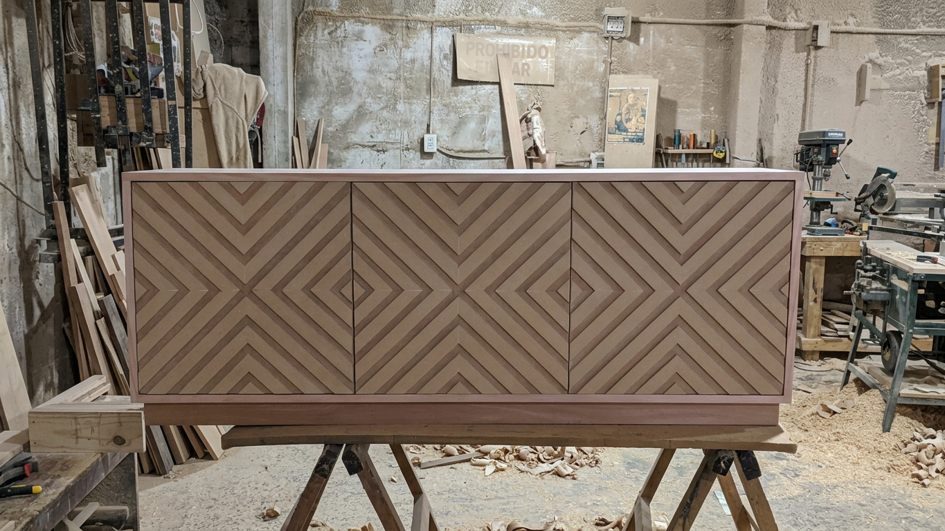 Aparador geométrico — mueble a medida de madera maciza
